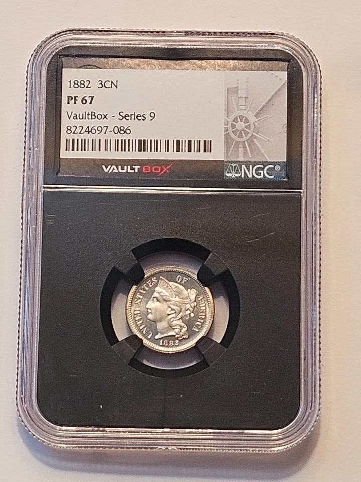 1882 Nickel Three Cent Piece Proof Coin NGC PF67 PR67 HIGH GRADE LOW MINTAGE - Image 1 of 4