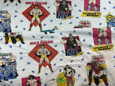 Vintage WWF Bed Sheet Fitted Twin 1991 Wrestling Hulk Hogan Ultimate Warrior 90s - Image 1 of 4