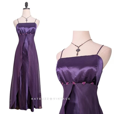 Maxi Vestido de Baile de graduación Vintage M Púrpura Y2K Hada Gótico Babydoll Regencia Princesa Foto 1 de 4