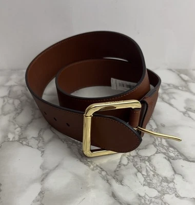 Nuevo Cinturón de Cuero Marrón Ralph Lauren Talla L 2” Ancho Tono Dorado Hebilla Cuadrada Foto 1 de 4