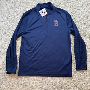 Boston Red Sox Shirt Mens Large Blue Quarter Zip Performance Stretch Baseball - Picture 1 of 6