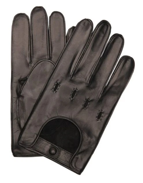 Luvas de condução masculinas Portolano de couro fecho de pressão pretas GG (9,5 - 10) novas com etiquetas $205 - Imagem 1 de 1