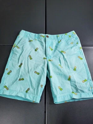 Pantalones cortos chinos Aeropostale verde azulado azul claro frente plano piña para hombre talla 32 Foto 1 de 4