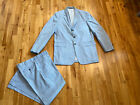 Lands End Men's 44 Long Blue & White Checked Cotton Suit Blazer & Pants 36x31