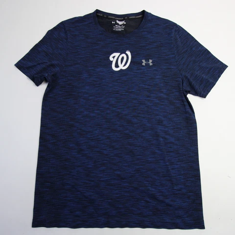 Washington Nationals Under Armour Short Sleeve Shirt Men's Navy Used Cover