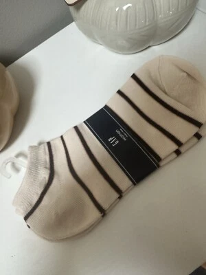 Par de calcetines tobilleros Gap para mujer a rayas rosa crema marrón Corea 4-10 talla No Show Foto 1 de 3