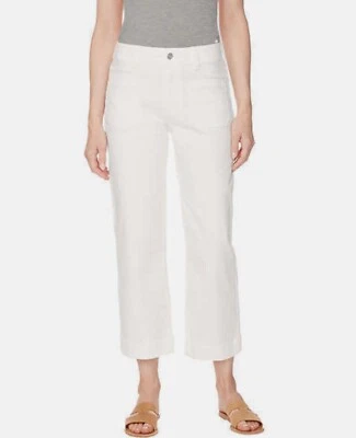 New Buffalo Ladies High-Rise Soft Stretch Wide Leg Crop Pant, White - Image 1 of 3