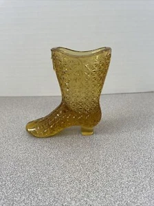 Vintage Fenton Boot Daisy and Button Amber Glass Miniature Victorian Boot - Picture 1 of 5