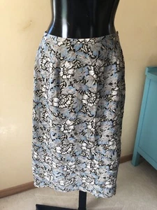 NWT CHARTER CLUB Womans Silk Skirt Brown Blue Floral Lined Size 6 - Picture 1 of 2