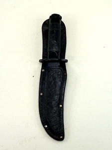 MARINES (M-1003) By USMC Black Fixed Blade Vintage Survival Knife W/ Sheath - Picture 1 of 17