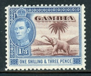 GAMBIA 138A SG156a MNH 1946 1sh3p blue & brn KGVI Elephant Badge of Colony CV$4 - Picture 1 of 1