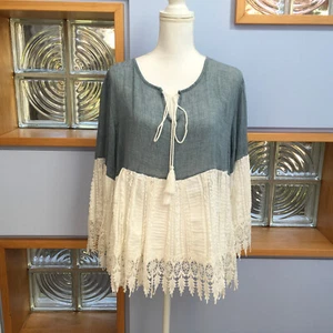 Made in Italy Linen and Lace Top - Size S-M - Picture 1 of 9