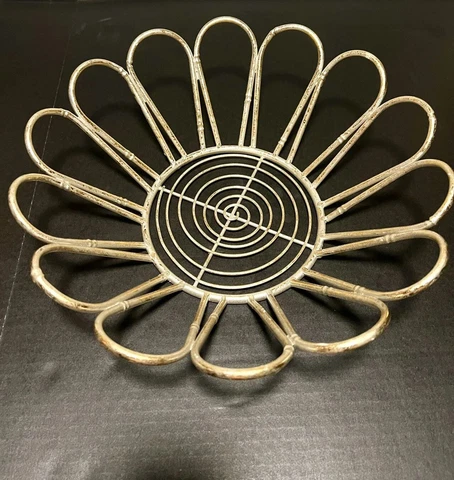 Beautiful Silver & Gold Metal Flower Petals Fruit Basket Cover