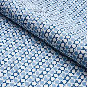 Schumacher Geometric Stripe Fabric- Posy Indoor Outdoor / Indigo 1.85 yds 180750 - Picture 1 of 3