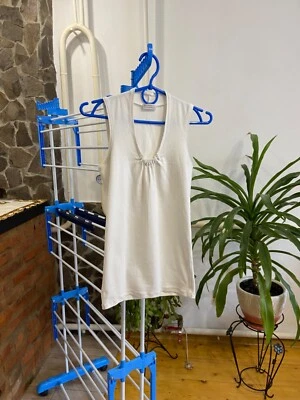 Regata Brunello Cucinelli algodão creme sem mangas com decorações tamanho M - Imagem 1 de 4