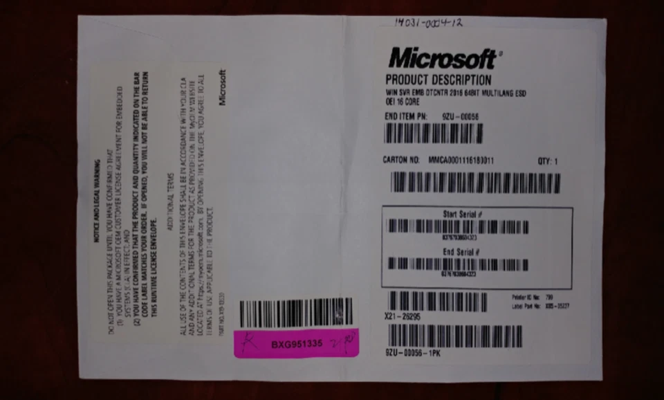 Microsoft Windows Server Datacenter 2016 (16 CORE) NEW SEALED - Image 1 of 3