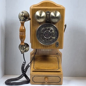 Thomas Crosley Museum Series Wood Antique LOOK Wall Phone Telephone-NICE - Picture 1 of 12