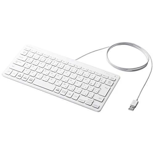 ELECOM Wired Mini Thin Keyboard Pantograph Type [White] TK-FCP096WH (Japan - Image 1 of 1
