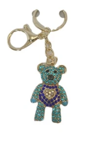 Bear Keychain Purse Charm Navy Heart - Picture 1 of 4