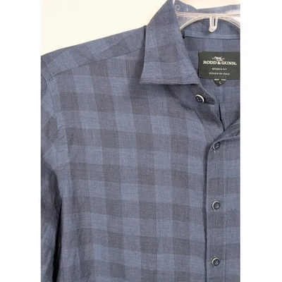Рубашка на пуговицах мужская Rodd & Gunn Sports Fit синяя клетчатая с длинным рукавом размер L - Изображение 1 из 4