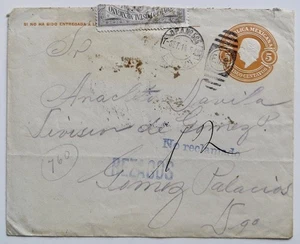 1914 Revolutionary Period Cover to Gomez Palacios Durango Officially Sealed - Picture 1 of 3