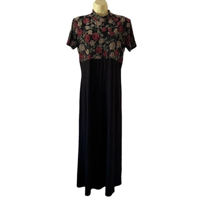 Maxi Vestido Molly Malloy Negro Floral/Sólido De Colección Talla 12 Cottagecore FairyGoth Foto 1 de 4