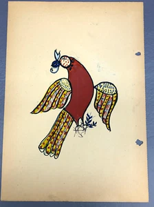 c.1900 Pennsylvania Dutch Folk Art Fraktur-Style Ink & Gouache Painting X9TT4 06 - Picture 1 of 4