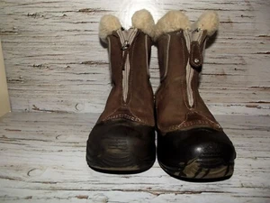 Columbia Omni Heat Brown Suede Leather Winter Boots US Youth Size 3 - Picture 1 of 6