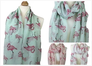  FLAMINGO PRINTED WOMEN FASHION SCARVES LADIES HIJAB  ACCESSORIES - Picture 1 of 5