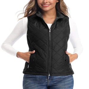 Women'S Vests - Padded Lightweight Vest for Women, Stand Collar Quilted Gilet wi - Picture 1 of 12