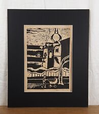 Original Linocut, Vintage, Linoprint, Ukrainian artist, Landscape, Cityscape