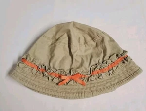 THE CHILDREN'S PLACE BOHO Bucket Hat/Cap Khaki Tan Bow Floral Girl's 18-20 MOS. - Picture 1 of 12