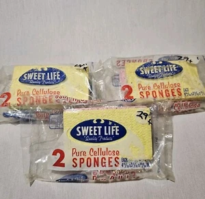 RARE vintage 1970s SWEET LIFE grocery store brand Cellulose Sponges Lot Of 6 NOS - Picture 1 of 10