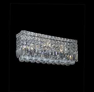 New 4-Lights Contemporary CRYSTAL Wall Sconce In Chrome W:18"xH:6.5"xE:4.5" - Picture 1 of 4