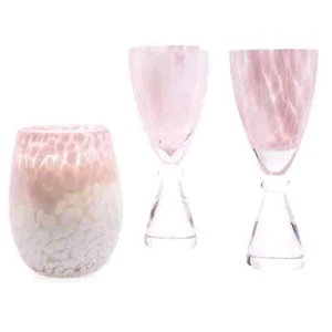 Champagne Glass and Stemless Wine Candle Set: Blush Pink and White - Picture 1 of 1