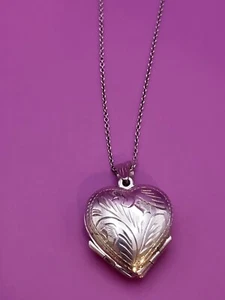 Sterling Silver Heart 4 Leaf Clover Photo Locket Pendant With Tiffany & Co Chain - Picture 1 of 14