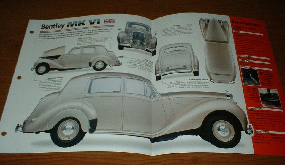 Bentley MK VI 1948 original Imp folleto especificaciones información 48 46 47 49 50 51 52 MKVI Foto 1 de 1