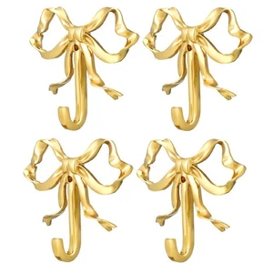 2X(4 Stück Gold Schleifenknoten Haken Messing Schleife Wandhaken Türhänger Handtuchhaken3662 - Bild 1 von 6
