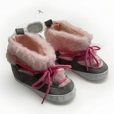 Stepping Stones Infantil Rosa Imitación Piel Recortada Gris Botines Zapatos Talla 9-12M Foto 1 de 4
