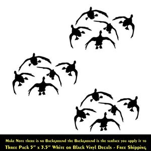 Fliegende Enten 3er-Pack 5" weiß oder schwarz Vinyl-Aufkleber Auto Fenster Laptop Tablet - Bild 1 von 5