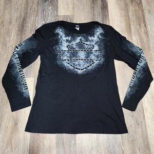 Harley Davidson Shirt Women's 2XL Long Sleeve Smoke Atlantic City NJ Biker USA - Picture 1 of 10