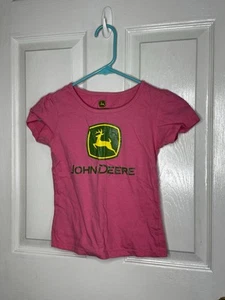 John Deere Top Girls Size 6X Pink Short Sleeve Shirt Coral - Picture 1 of 5