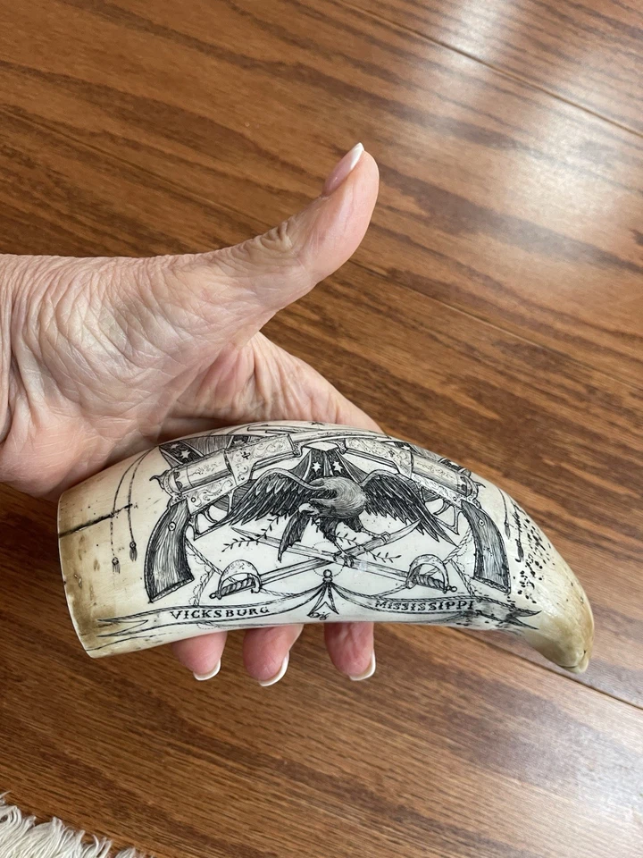 "Reproducción Crimshaw resina diente de ballena vicksburg mississippi guerra civil ~ 6""" Foto 1 de 4