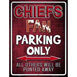 Chiefs Metal Parking Sign 12"x 18" for Home Wall Door Garage Novelty Decor - Picture 1 of 1