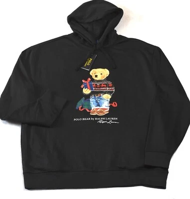Polo Ralph Lauren 假日礼物熊抓绒连帽衫套衫 4XB 4X 大高全新带标签 — 第 1/4 张图片