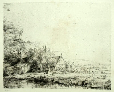 LE PAYSAGE AU BATEAU gravure eau forte de Rembrandt tirage 1880 - Photo 1/2