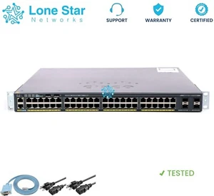 Cisco Catalyst WS-C2960X-48LPS-L 48-Port PoE+ Gigabit Switch w/ STACK KIT 370w - Picture 1 of 3