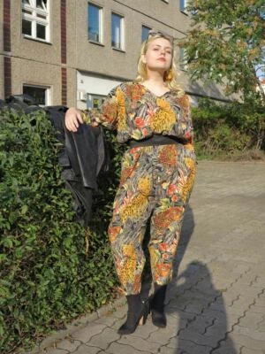 Damen Overall Einteiler Leopard Jungle 90er TrueVINTAGE 90s overall suit Vikose - Bild 1 von 4