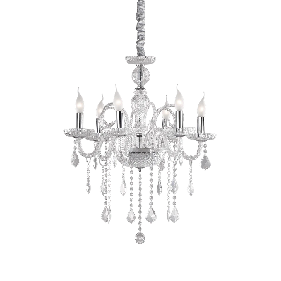 Giudecca sp6 lampadario in vetro trasparente pendagli cristallo molato 6 luci - Immagine 1 di 1