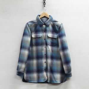 Vintage Pendleton Wool Flannel Shirt Jacket Size Medium Blue Plaid